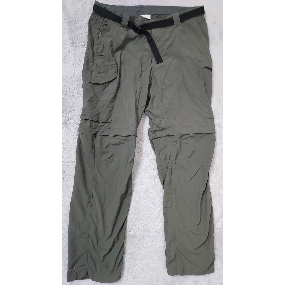 Columbia Pants Mens 38x32 Silver Ridge Convertible Cargo Hiking Green FITS 37x30